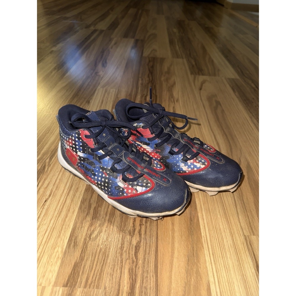 Under Armour Boys 4Y 4 Harper RM 9 Molded Baseball Cleats Red White Blue USA